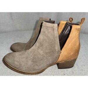 Diba True Women's Stop By Side Cut Out Ankle Boots Sand Suede Cognac Leather